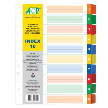 Divisória Fichário Universal ACP Colorido 10 Divisões