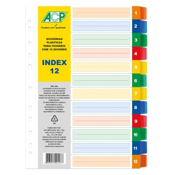 Divisória Fichário Universal ACP Colorido 12 Divisões