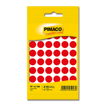 Etiqueta Adesiva Pimaco TP-12 Vermelha 12mm PCT 5fls