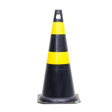 Cone de Sinalização Amarelo e Preto 75cm