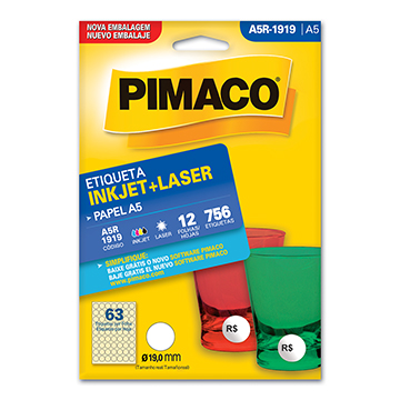 Etiqueta Autoadesiva A5R1919 Ø19mm Redonda Pimaco