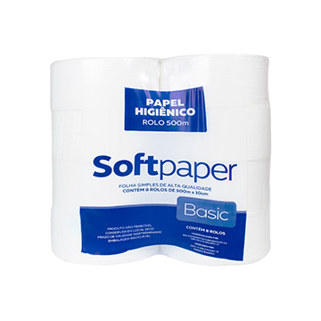 Papel Higiênico Rolo 500m Softpaper Basic FS 19g CX 8UN