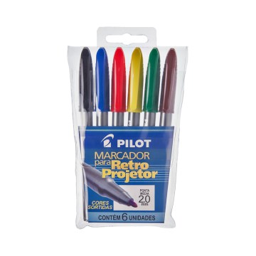 Caneta Retroprojetor Pilot 2,0mm Sortido PCT 6UN