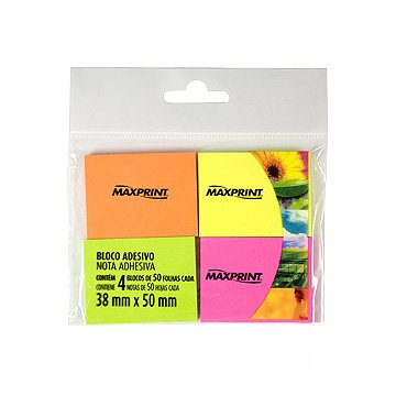 Bloco Adesivo Maxprint 38x50mm Neon c/4UN