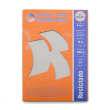 Papel Reciclado Romitec Branco A4 180g PCT 50fls