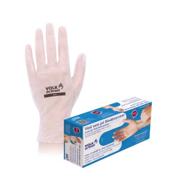 Luva Vinil Volk Descartável Procedimento M CX 100UN