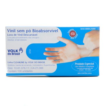 Luva Vinil Volk Descartável Procedimento G CX 100UN