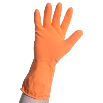 Luva Látex Sanro Plus Flocada Laranja P