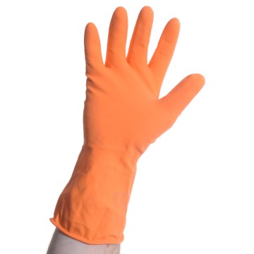 Luva Látex Sanro Plus Flocada Laranja  G