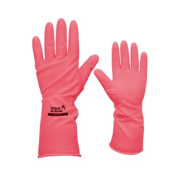 Luva Látex Volk Ranhurada Punho Longo Rosa P