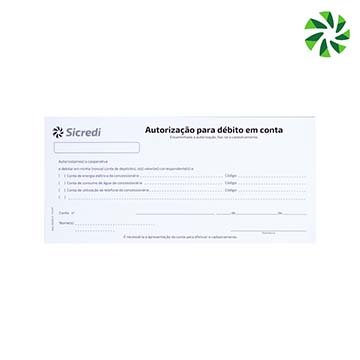 Bloco FSC Autorização Débito Sicredi com 1 Via PCT 2BL