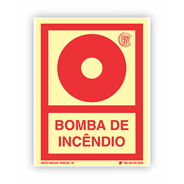Placa Fotoluminescente E3 Bomba de Incêndio 10x15