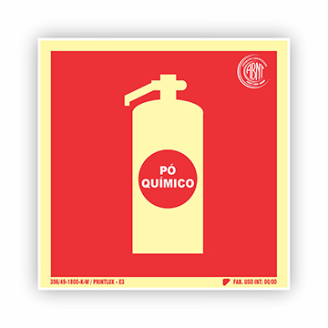 Placa Sinalização Fotoluminescente E5P Extintor Pó Químico