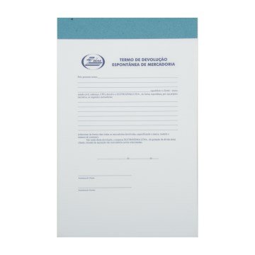 Bloco Termo Devolução Espontânea Mercadoria Zema