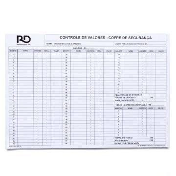 Controle de Valores Raia Drogasil Bloco 50fls