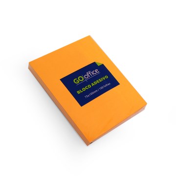 Bloco Adesivo Go Office 75x100mm Laranja Fluor