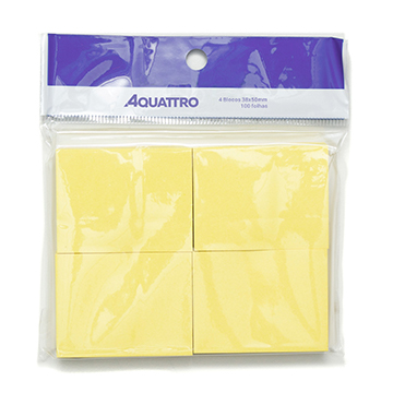 Bloco Adesivo Aquattro 38x50mm Amarelo 4UN