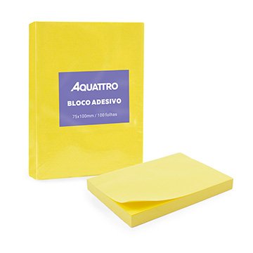 Bloco Adesivo Aquattro (Go Office) 75x100mm Amarelo