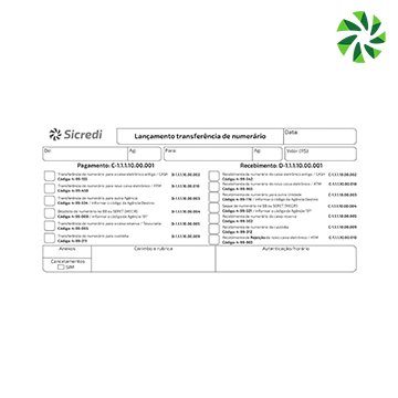 Bloco Lancamento Transf Numerario Sicredi 1 Via PCT 2UN