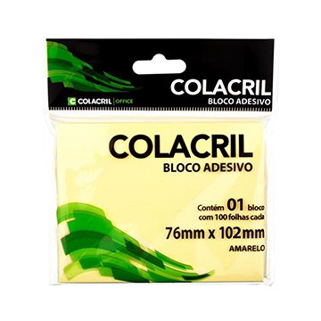 Bloco Adesivo Colacril 76X102mm Amarelo