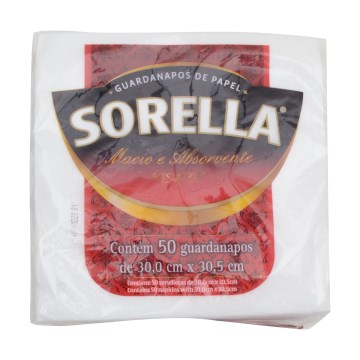 Guardanapo Folha Simples Sorella 30x30,5cm 50UN