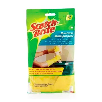 Luva Látex 3M Scoth Brite Multiuso Forrada Amarela M