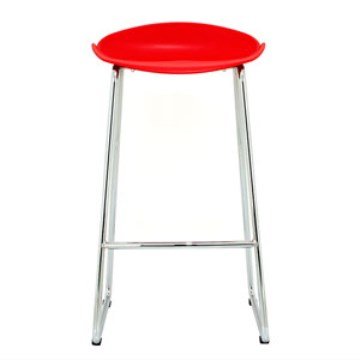 Banqueta Milo Base cromada com Assento Vermelho