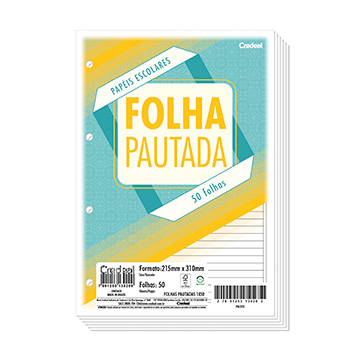 Folhas Pautadas Com Furos De Arquivo 215x310mm 50fls