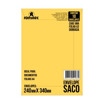 Envelope Saco Kraft Ouro 240x340mm PCT 10UN