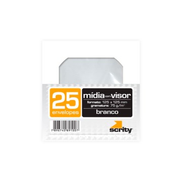 Envelope para CD Scrity Branco 125x125mm PCT 25UN
