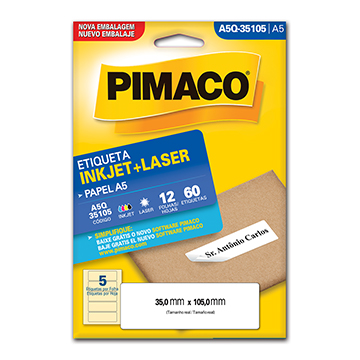 Etiqueta Adesiva Pimaco A5Q-35105 35,0mmx105,0mm PCT 12fls