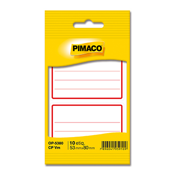 Etiqueta Adesiva Pimaco OP-5380 CP 53x80mm Vermelha PCT 5fls