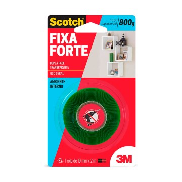 Fita Dupla Face 3M 19mmX2m Fixa Forte Transparente