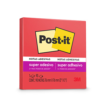 Bloco Adesivo Post-it 3M 76X76mm Vermelho Telha