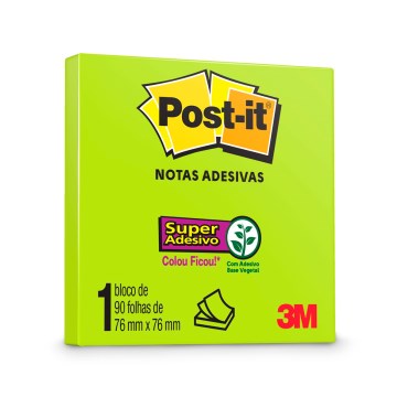 Bloco Adesivo Post-it 3M 76X76mm Verde Neon