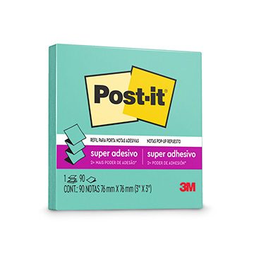 Bloco Adesivo Post-it 3M 76X76mm Azul Aqua Refil