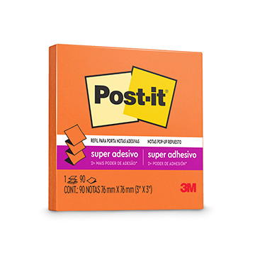 Bloco Adesivo Post-it 3M 76X76mm Laranja Refil