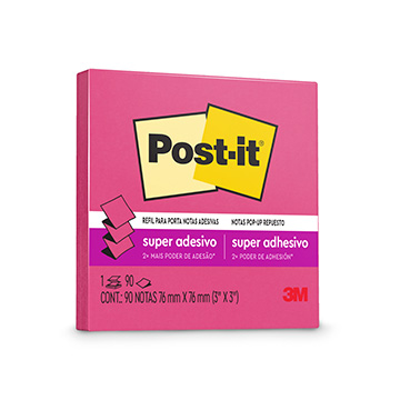 Bloco Adesivo Post-it 3M 76X76mm Rosa Neon Refil