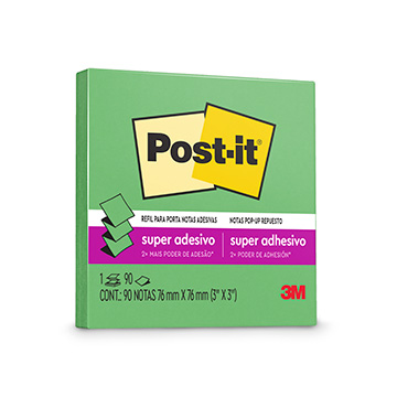 Bloco Adesivo Post-it 3M 76X76mm Verde Limão Refil