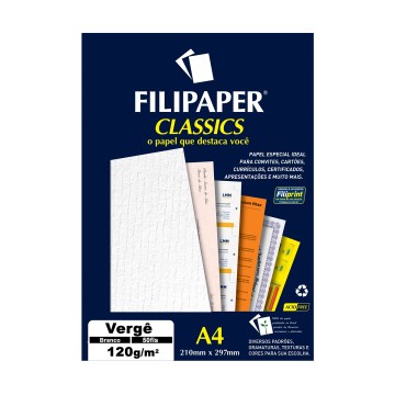 Papel Vergê Filiperson A4 Branco 120g PCT 50fls