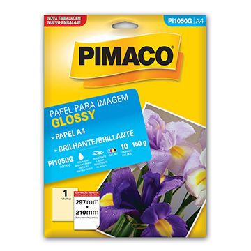 Papel Glossy Pimaco PI1050G A4 297mmx210mm 150g PCT 10fls