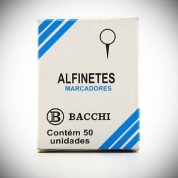 Alfinete para Mapas Bacchi Preto PCT 50UN