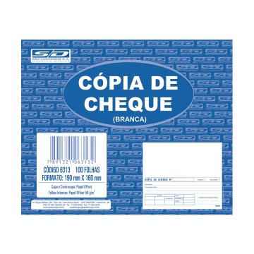 Impresso Cópia de Cheque São Domingos 190x160mm PCT 100fls