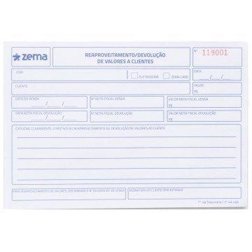 Bloco Reaproveitamento de Valores Zema 100fls