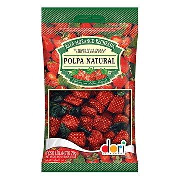 Bala de Morango Dori polpa natural 70g
