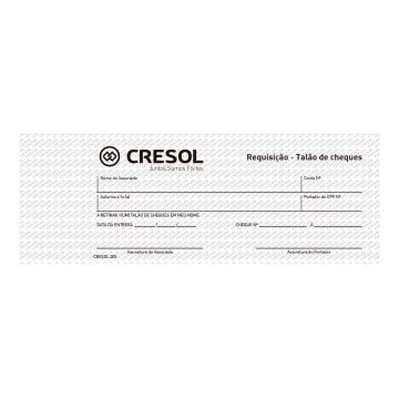 Bloco Requisição Talão de Cheque Cresol