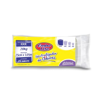 Saco para Lixo Embalixo Neutraliz Odores Lavanda 100L 15UN