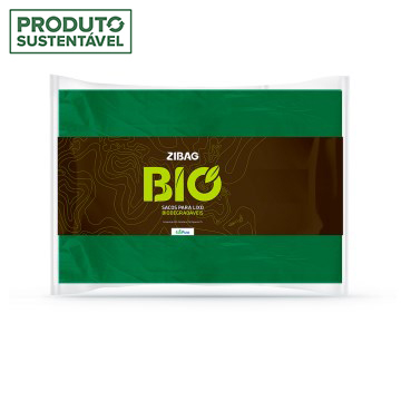 Saco para Lixo Biodegrad Zibag Bio Verde 15L 50UN