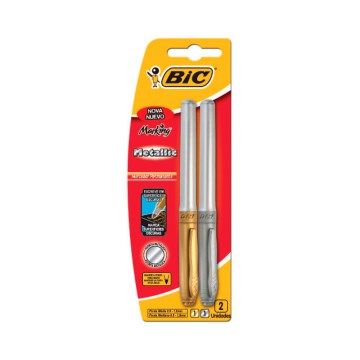 Marcador Permanente Bic Metallic 1,1mm 2 Cores Metálicas 2UN