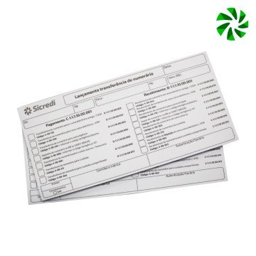 Bloco Sicredi Lançamento Transf Numerário 1 Via PCT 2UN